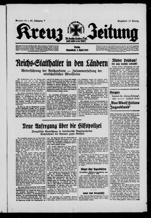 Kreuz-Zeitung vom 08.04.1933