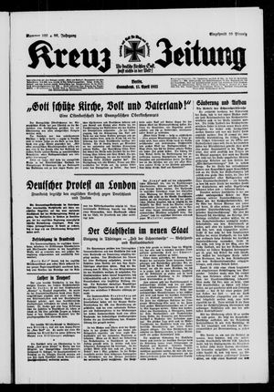 Kreuz-Zeitung vom 15.04.1933