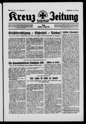 Kreuz-Zeitung vom 16.04.1933