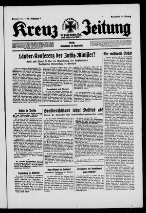 Kreuz-Zeitung vom 22.04.1933