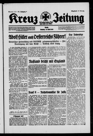 Kreuz-Zeitung vom 23.04.1933