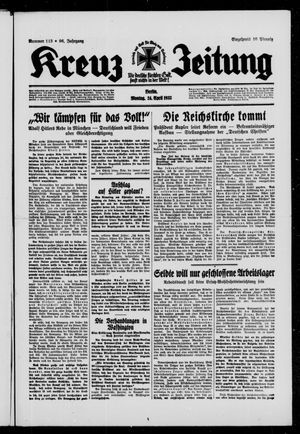Kreuz-Zeitung vom 24.04.1933