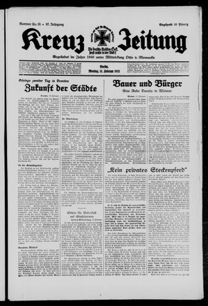 Kreuz-Zeitung vom 11.02.1935