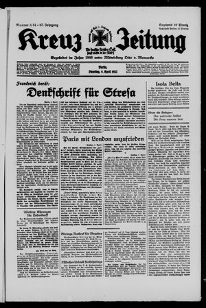 Kreuz-Zeitung on Apr 9, 1935