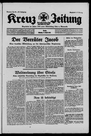 Kreuz-Zeitung vom 15.04.1935