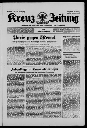 Kreuz-Zeitung vom 25.04.1935