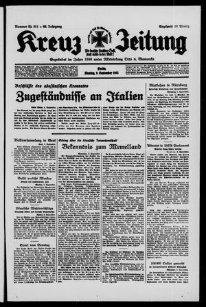Kreuz-Zeitung vom 09.09.1935