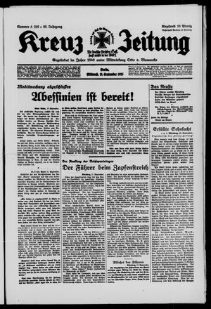 Kreuz-Zeitung vom 18.09.1935
