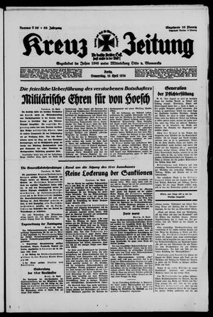 Kreuz-Zeitung vom 16.04.1936