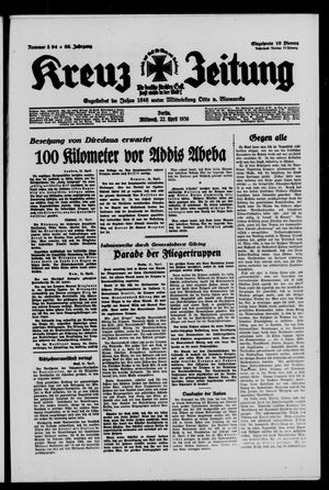 Kreuz-Zeitung vom 22.04.1936