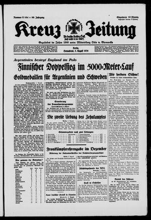 Kreuz-Zeitung vom 08.08.1936