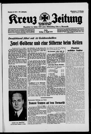 Kreuz-Zeitung vom 14.08.1936