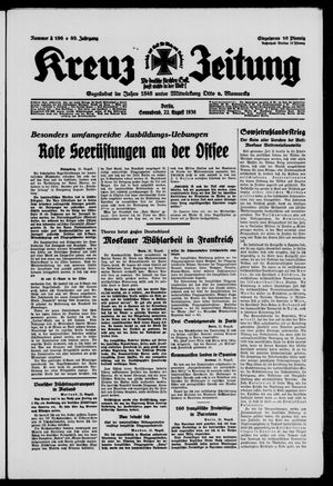 Kreuz-Zeitung vom 22.08.1936