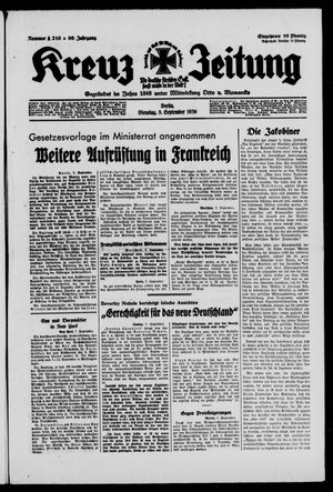 Kreuz-Zeitung vom 08.09.1936