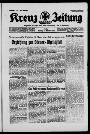 Kreuz-Zeitung vom 22.09.1936