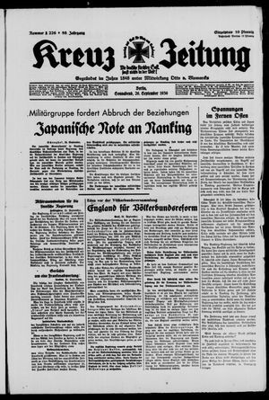 Kreuz-Zeitung vom 26.09.1936