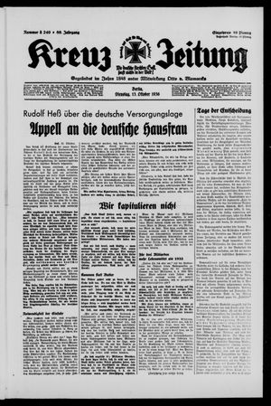 Kreuz-Zeitung vom 13.10.1936