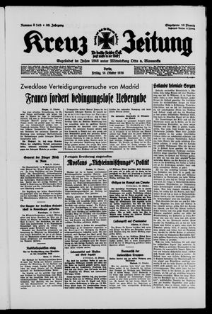 Kreuz-Zeitung vom 16.10.1936