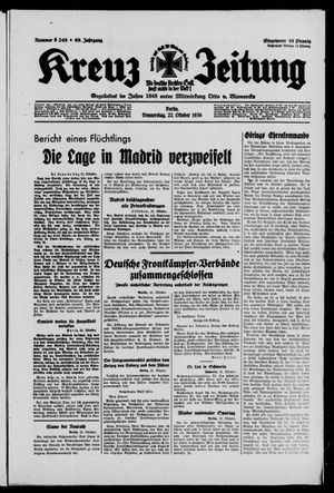 Kreuz-Zeitung vom 22.10.1936