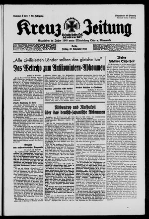 Kreuz-Zeitung vom 27.11.1936