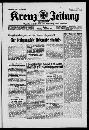 Kreuz-Zeitung vom 01.12.1936