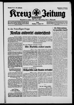 Kreuz-Zeitung vom 19.01.1937