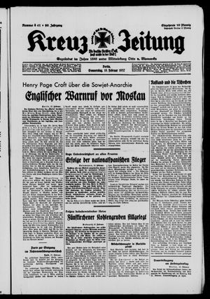 Kreuz-Zeitung vom 18.02.1937