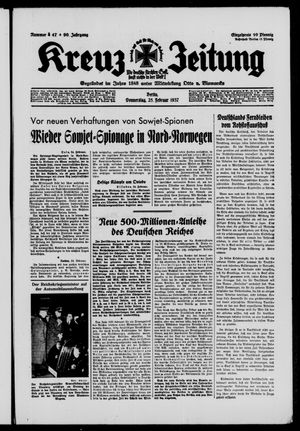 Kreuz-Zeitung vom 25.02.1937