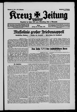 Kreuz-Zeitung vom 29.10.1937