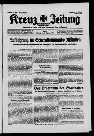 Kreuz-Zeitung vom 22.12.1937