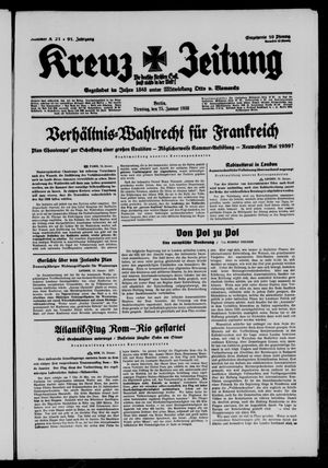 Kreuz-Zeitung vom 25.01.1938