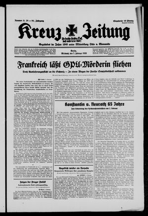 Kreuz-Zeitung vom 02.02.1938