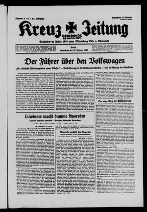 Kreuz-Zeitung vom 19.02.1938