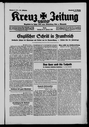 Kreuz-Zeitung vom 27.02.1938