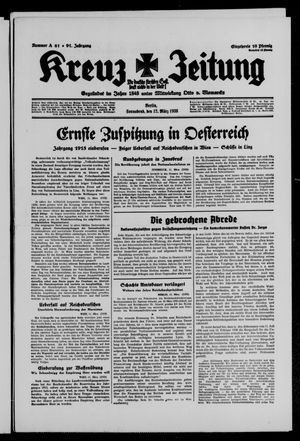 Kreuz-Zeitung vom 12.03.1938
