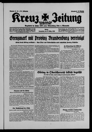 Kreuz-Zeitung vom 26.03.1938