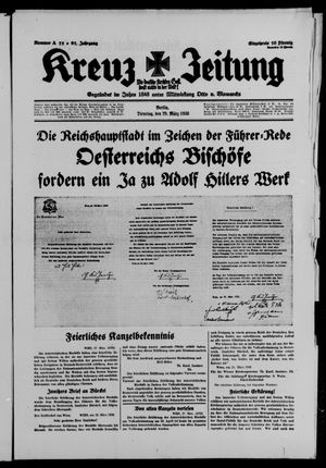 Kreuz-Zeitung vom 29.03.1938