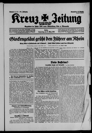 Kreuz-Zeitung vom 31.03.1938