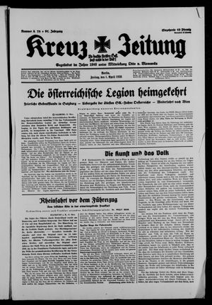 Kreuz-Zeitung vom 01.04.1938
