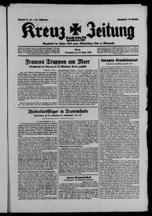 Kreuz-Zeitung vom 16.04.1938