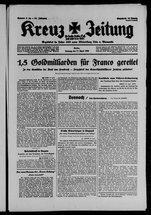 Kreuz-Zeitung vom 17.04.1938