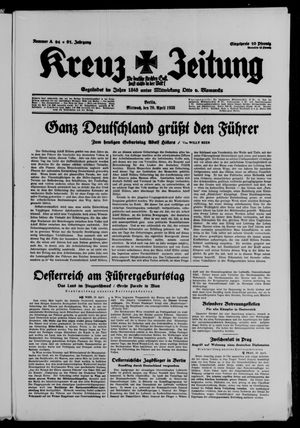 Kreuz-Zeitung vom 20.04.1938