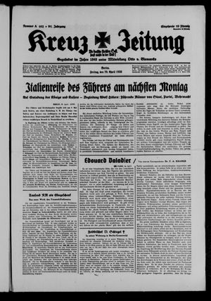 Kreuz-Zeitung vom 29.04.1938