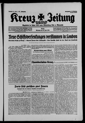 Kreuz-Zeitung vom 29.06.1938