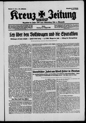 Kreuz-Zeitung vom 02.08.1938