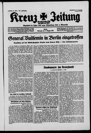 Kreuz-Zeitung on Aug 17, 1938