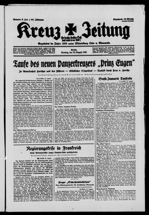 Kreuz-Zeitung vom 23.08.1938