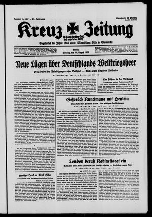 Kreuz-Zeitung vom 30.08.1938