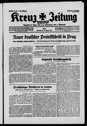 Kreuz-Zeitung vom 31.08.1938