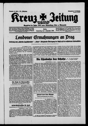 Kreuz-Zeitung vom 01.09.1938